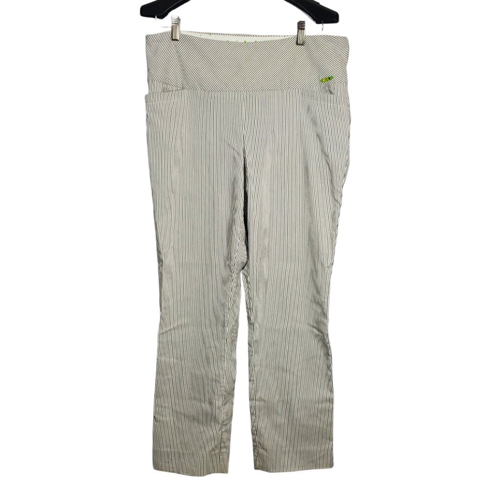 Swing Control Ankle Pant Women's 16 White Navy Striped Golf Stretch Performance